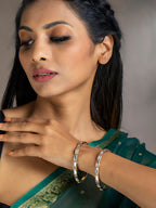 Priyaasi Women Elegant Stone Studded Gold-Polished Set of 2 Bangles - Swadesiicart