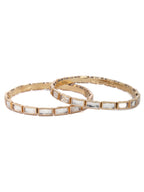 Priyaasi Women Elegant Stone Studded Gold-Polished Set of 2 Bangles - Swadesiicart