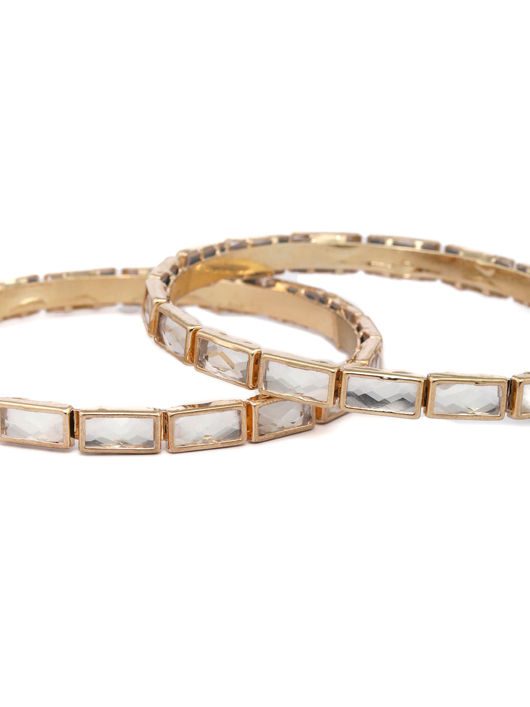 Priyaasi Women Elegant Stone Studded Gold-Polished Set of 2 Bangles - Swadesiicart