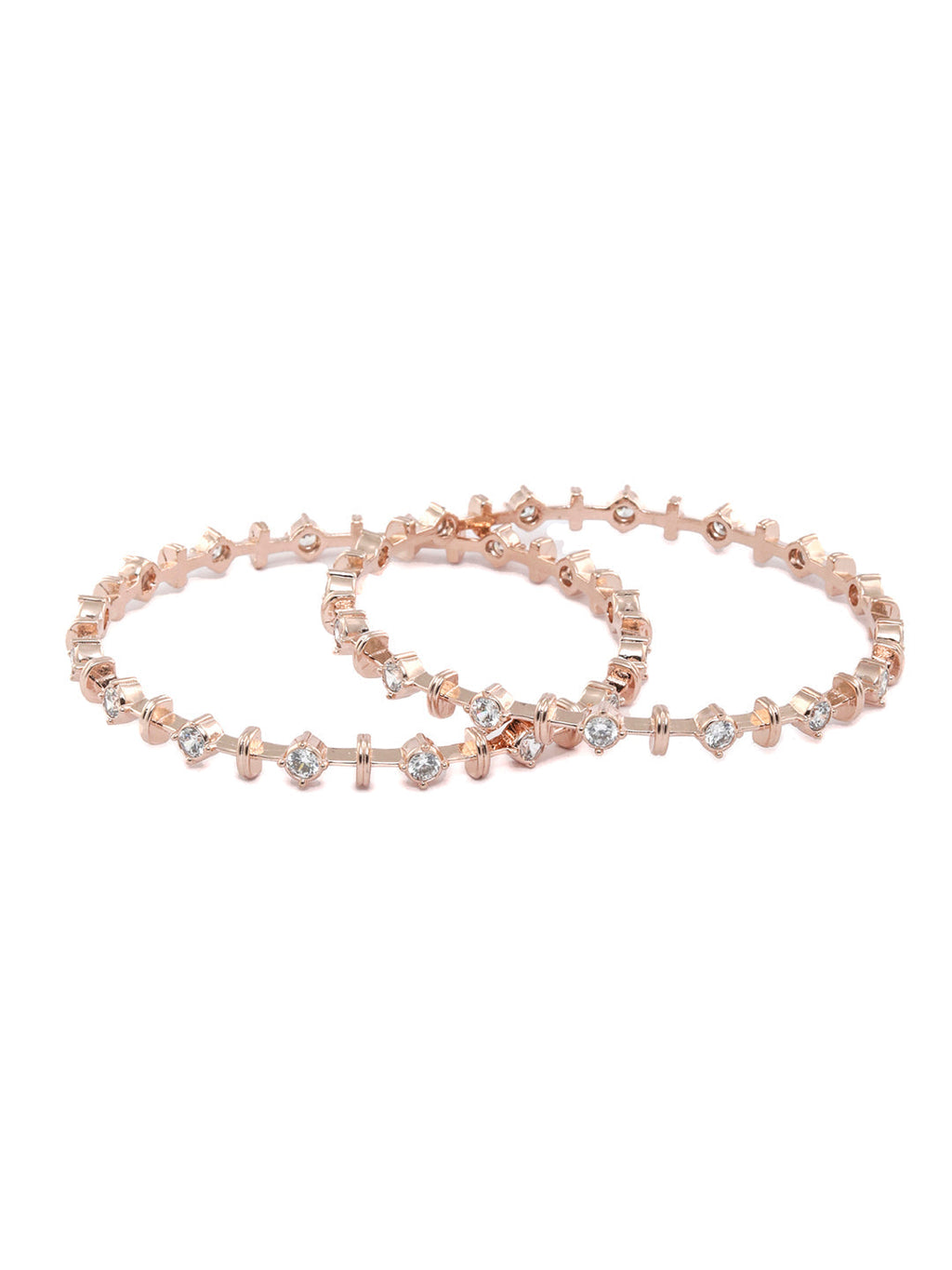 Priyaasi Women Contemporary American Diamond Rose Gold Bangles Set of 2 - Swadesiicart