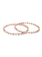 Priyaasi Women Contemporary American Diamond Rose Gold Bangles Set of 2 - Swadesiicart