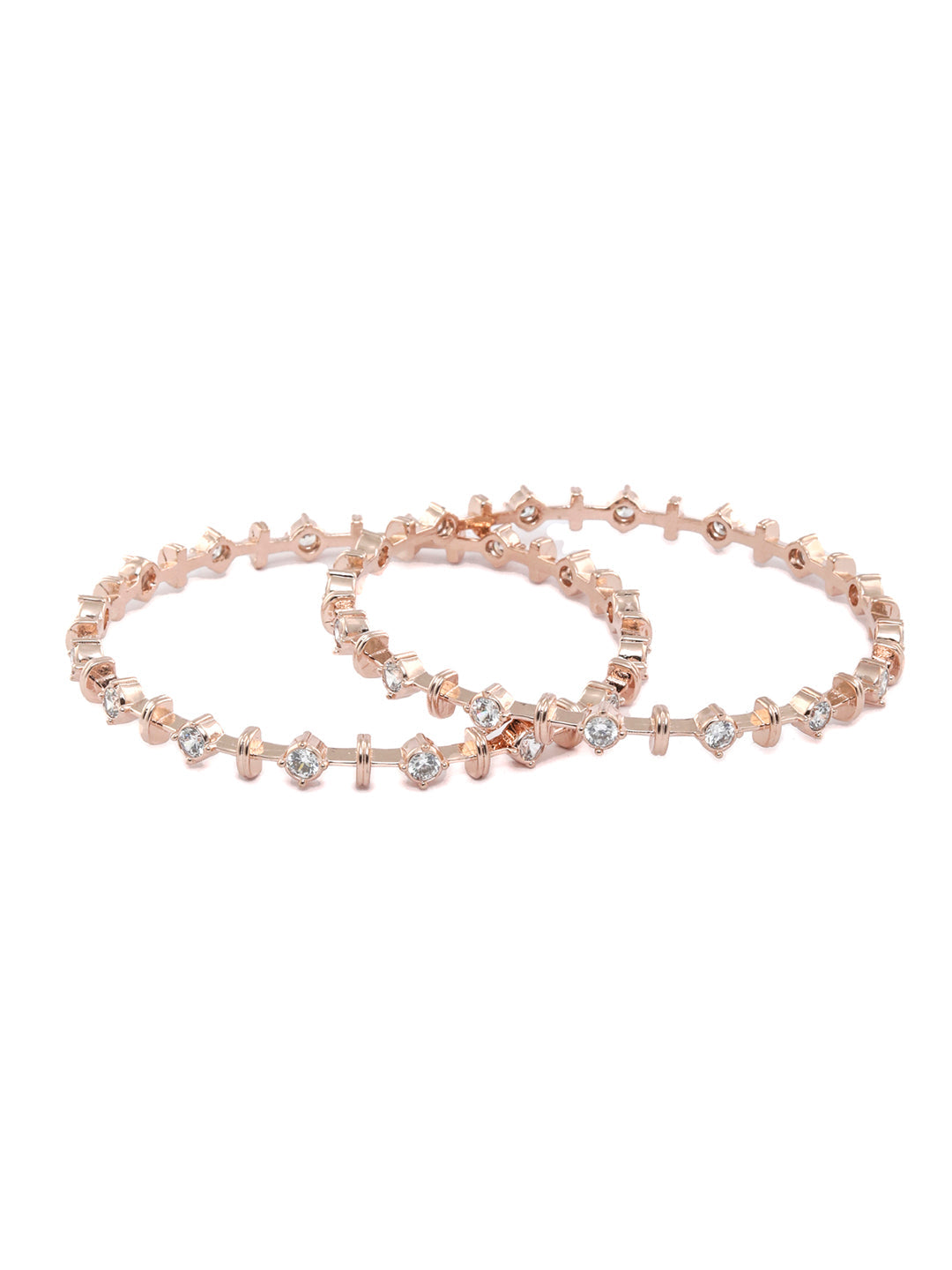 Priyaasi Women Contemporary American Diamond Rose Gold Bangles Set of 2 - Swadesiicart