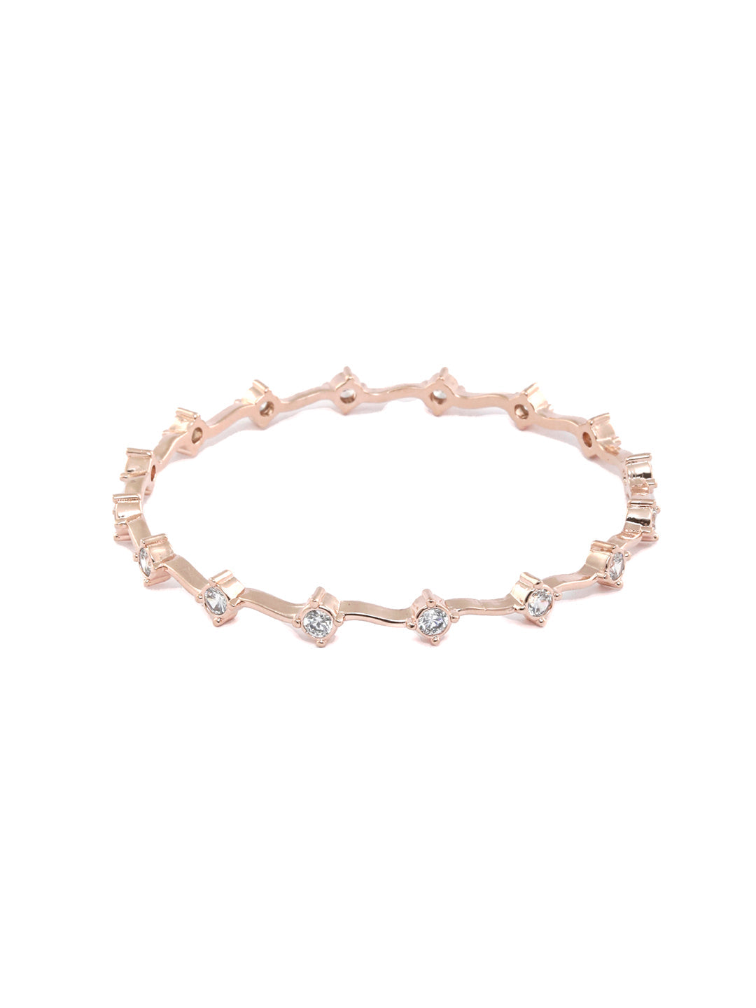 Priyaasi Women Elegant American Diamond Rose Gold Bangles Set of 2 - Swadesiicart