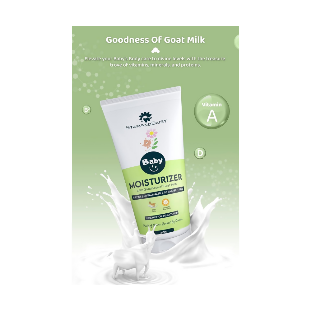 StarAndDaisy Baby Moisturizer with Shea Butter and Goat Milk, SLS Free & Paraben free with pH 5.5, Ultra Mild | Grocsy