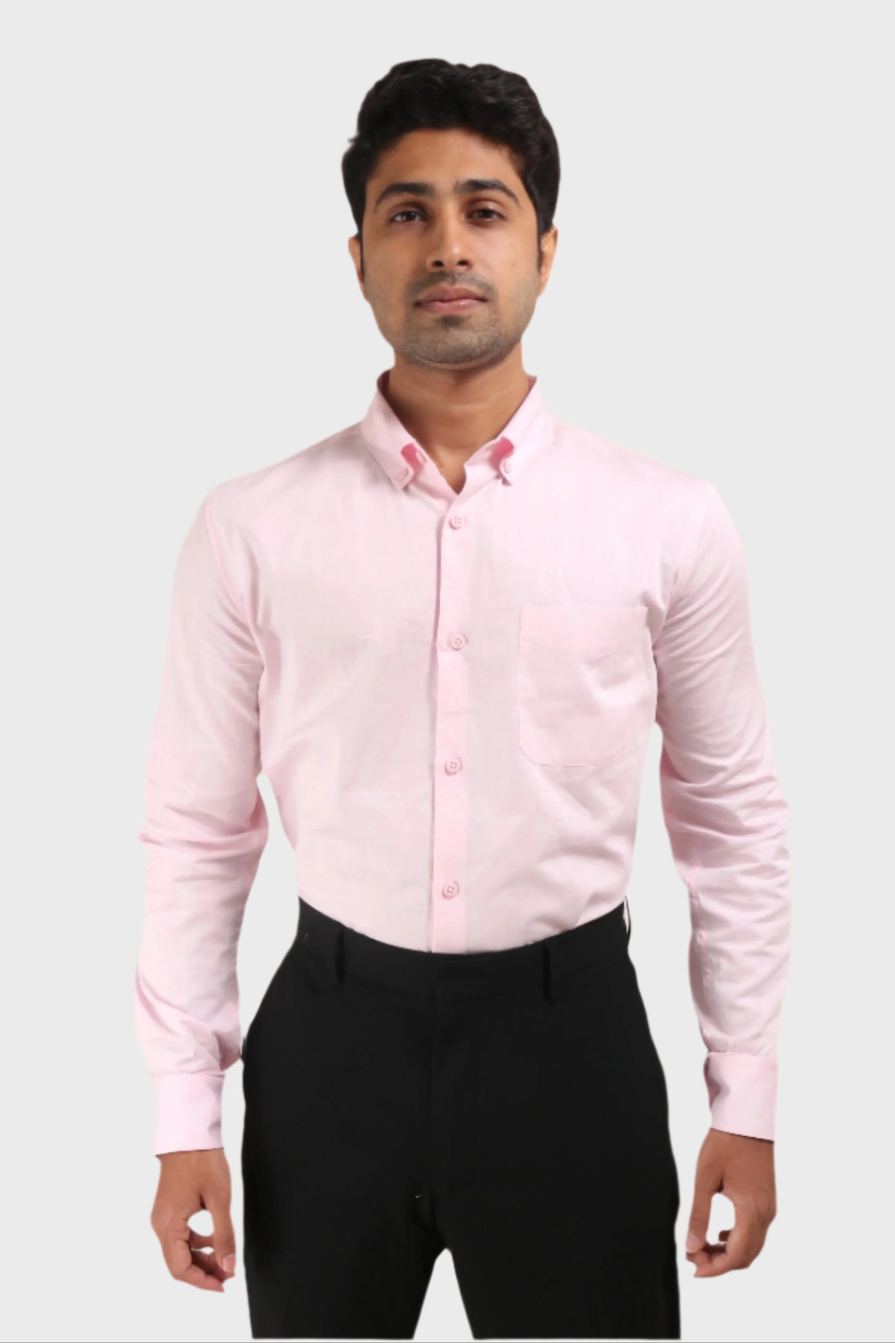 Jonesburg Mens Baby Pink Satin Slub Slim Fit Semi Formal Shirt | Grocsy