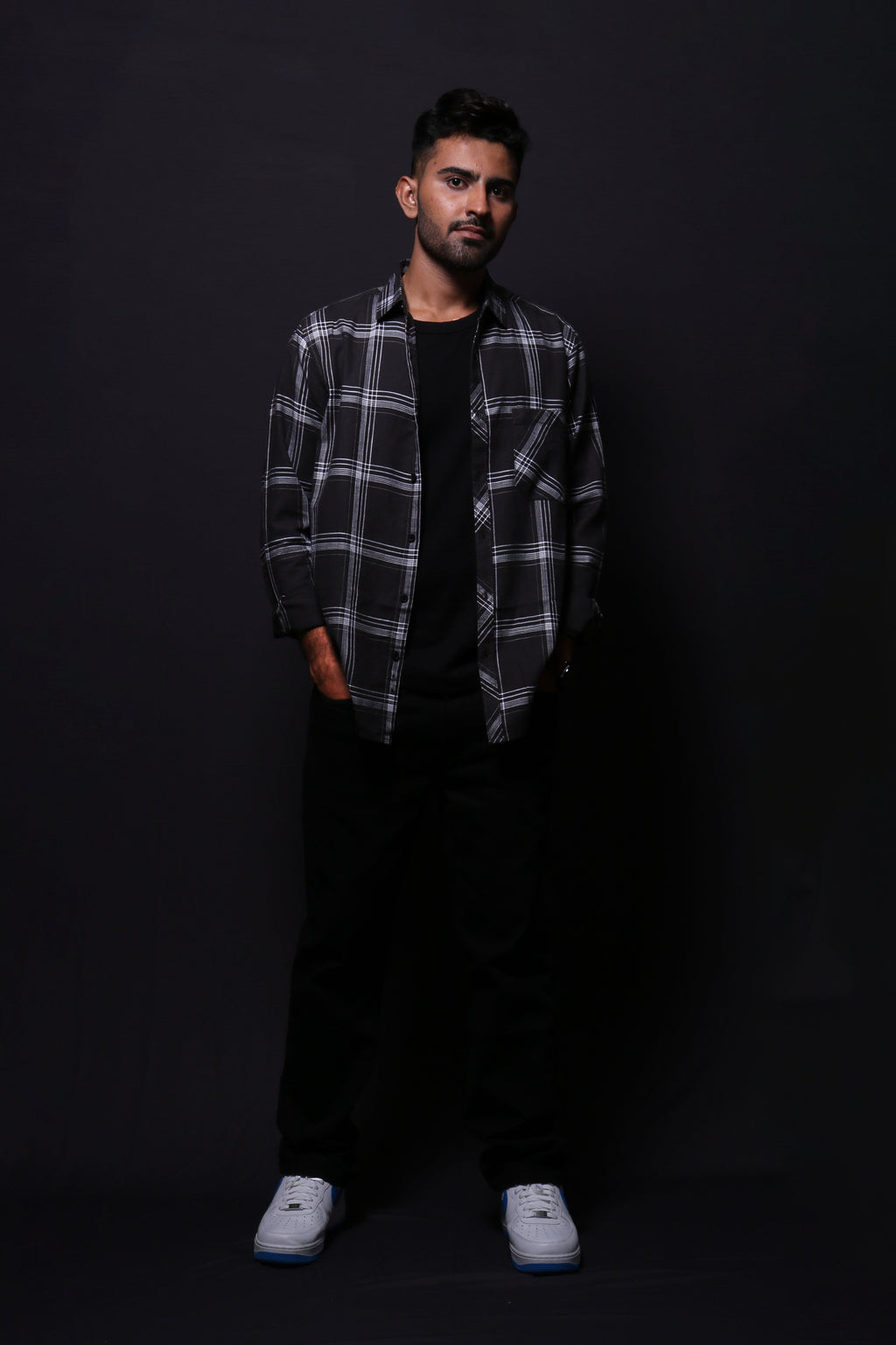 Jonesburg Men's Black Checks Regular Fit Shirt | Grocsy