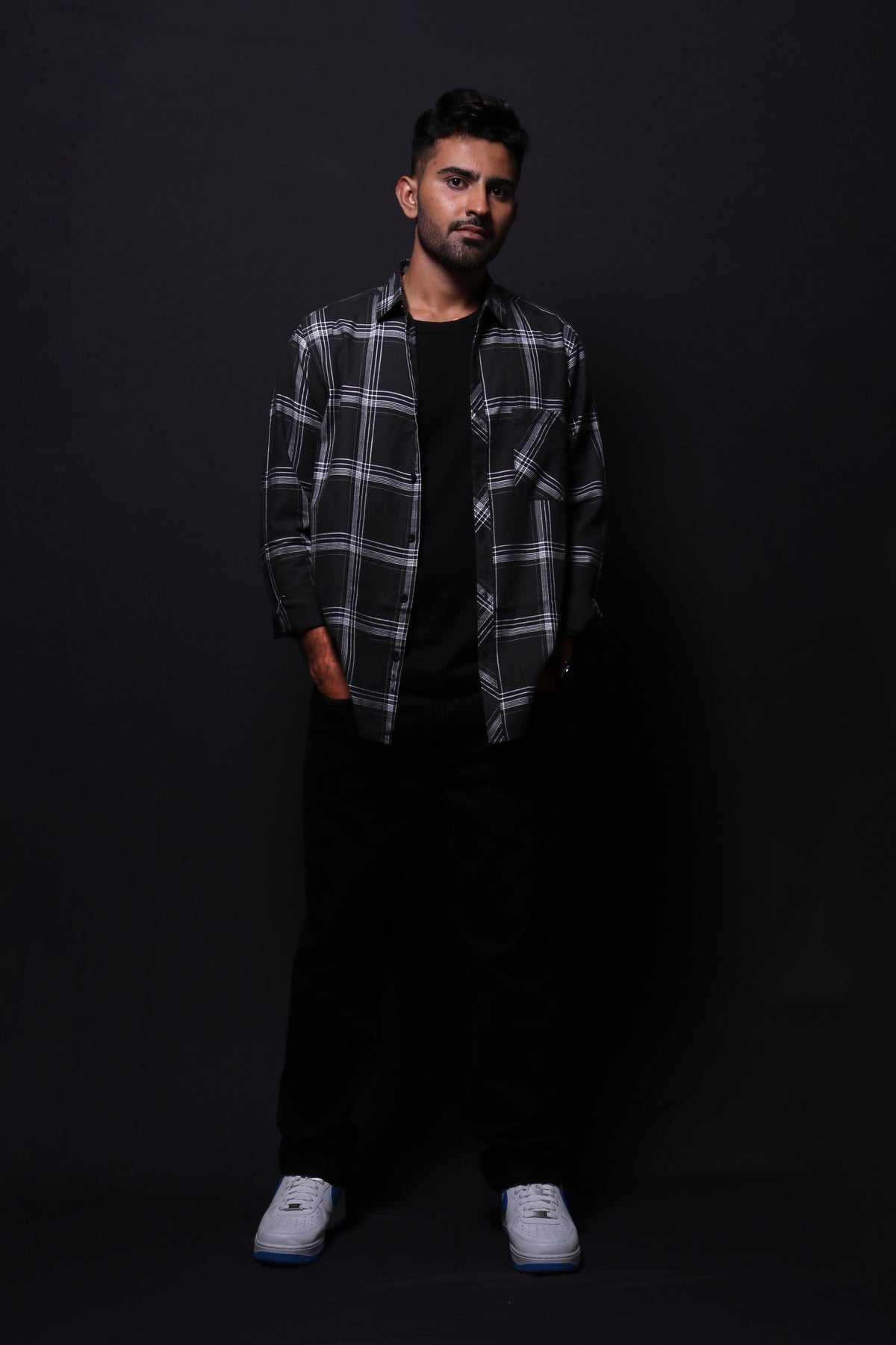 Jonesburg Men's Black Checks Regular Fit Shirt | Grocsy