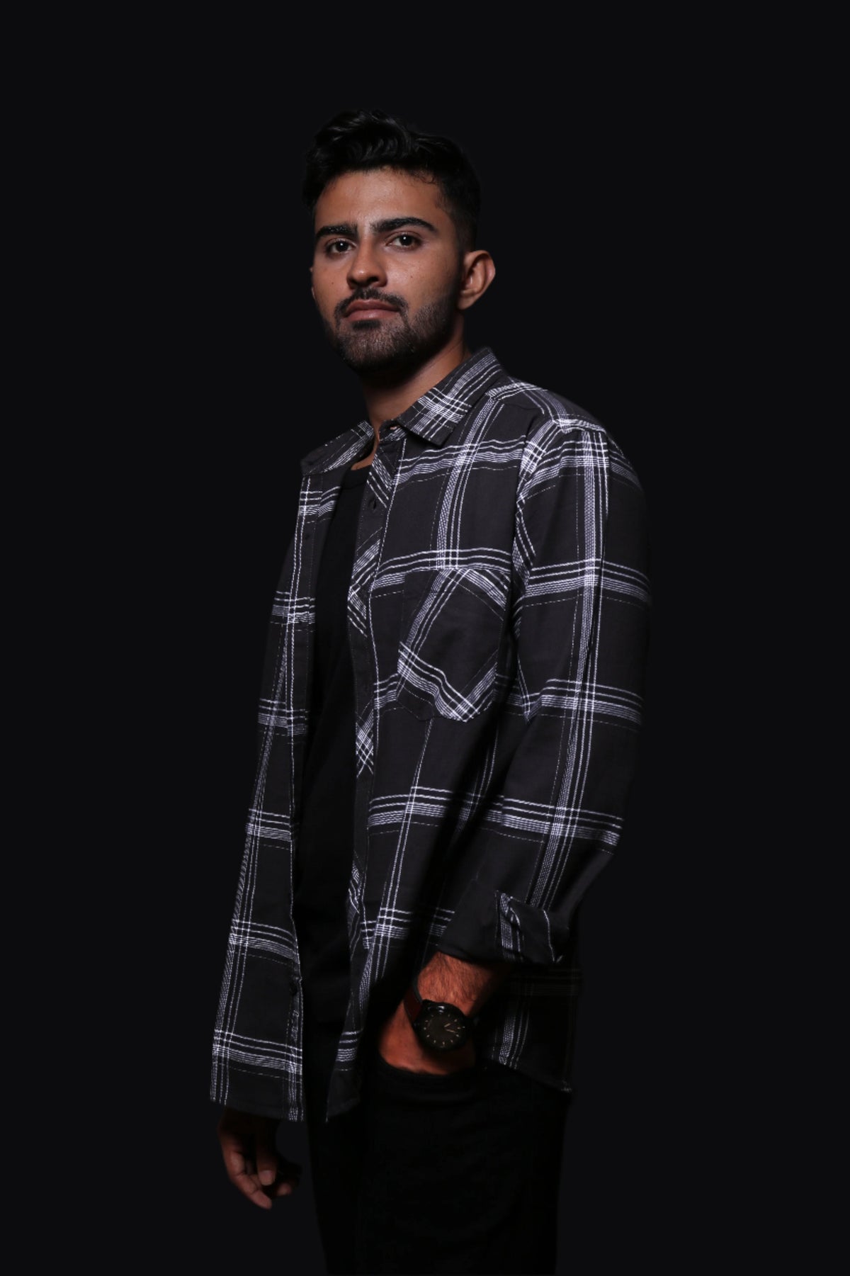 Jonesburg Men's Black Checks Regular Fit Shirt | Grocsy