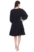 Jaitra Apparels Black Rayon Crepe Midi Dress | Grocsy