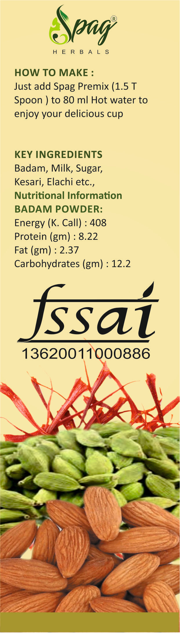 Spag Herbals Premium Instant Badam Milk Powder | Grocsy