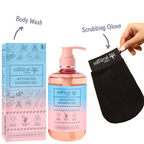 Natural Vibes Deep Cleanse & Exfoliating Routine - Shower Gel Body Wash & Scrubbing Glove | Grocsy