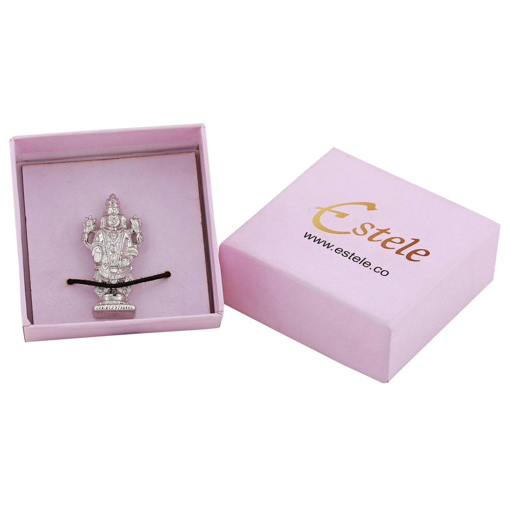 Estele Rhodium Plated Lord Tirupati Balaji Idol Showpiece for Pooja Mandir/ Home Decorative