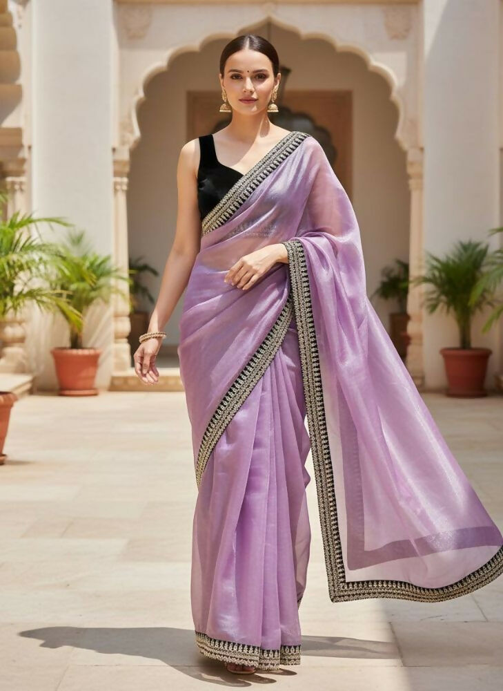 Joban Fashion Wine Soft twill Net Party Wear Sarees | Grocsy