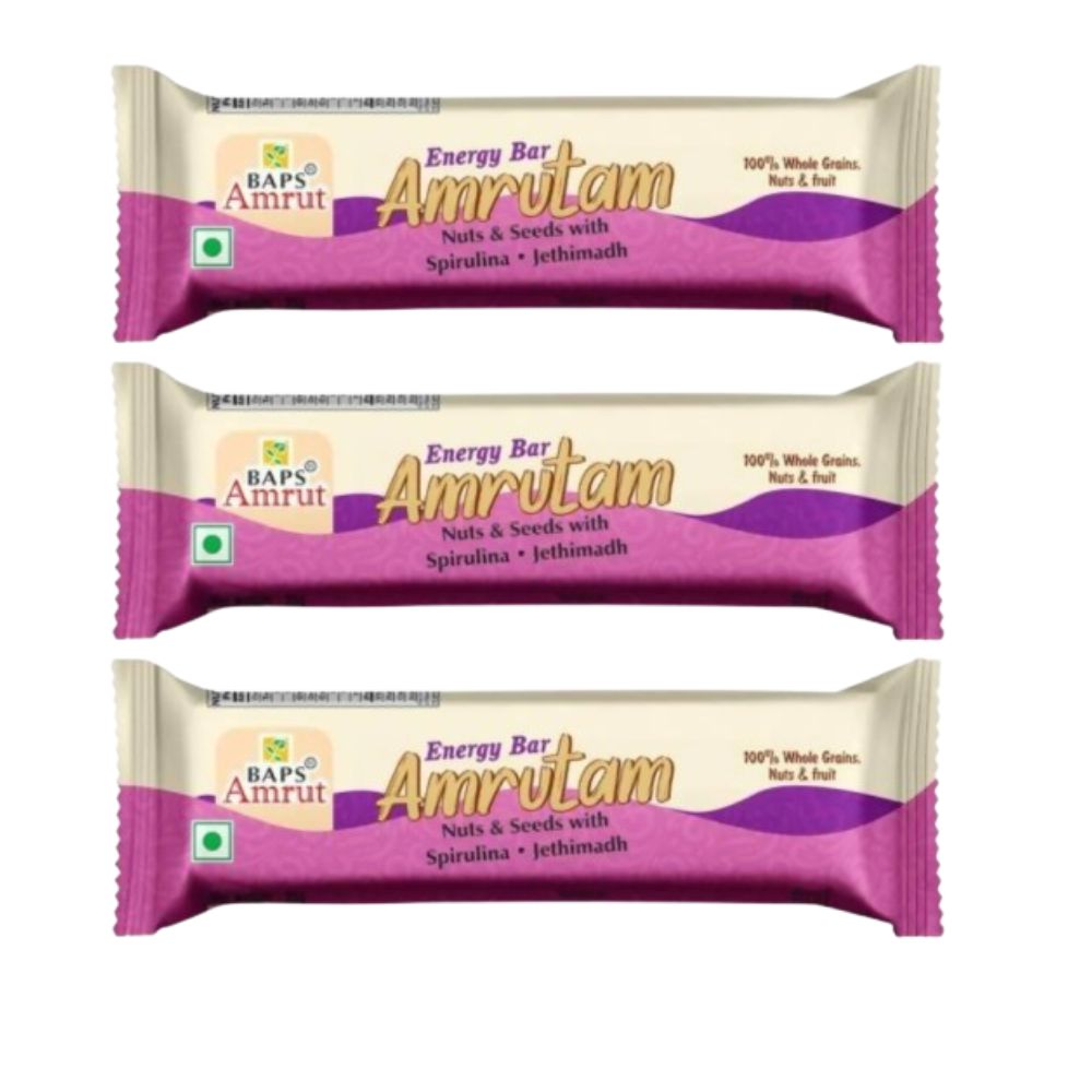 Baps Amrut Energy Bar Amrutam (Nuts & Seeds With Spirulina , Jethimadh) | Grocsy