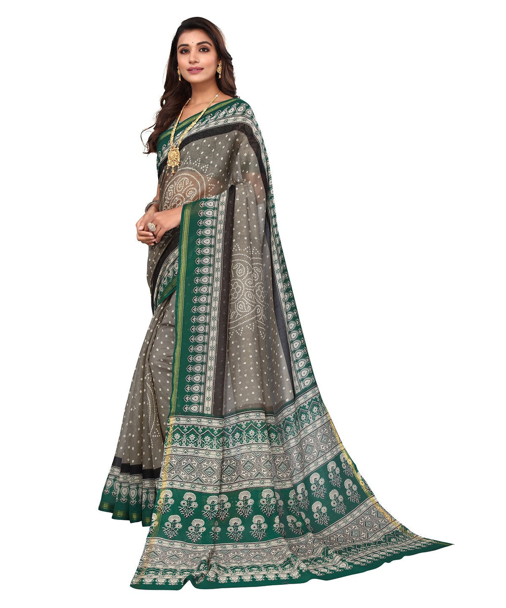 Vamika Linen Jari Border Grey Bollywood Style Saree | Grocsy