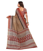 Vamika Linen Jari Border Brown Bollywood Style Saree | Grocsy