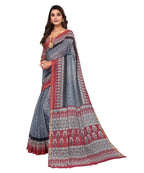 Vamika Linen Jari Border Grey Bollywood Style Saree | Grocsy