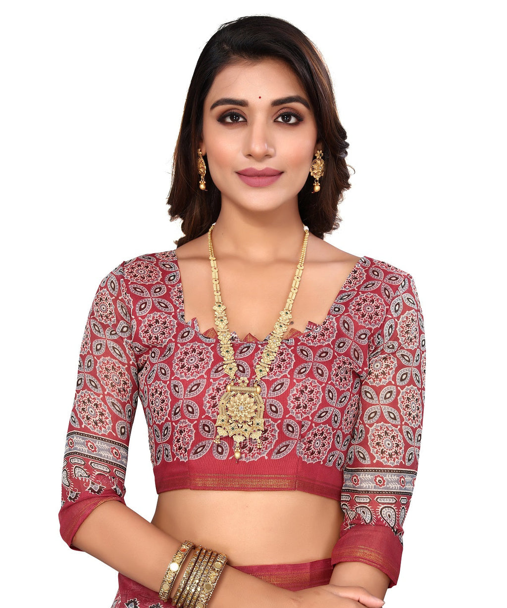 Vamika Linen Jari Border Grey Bollywood Style Saree | Grocsy