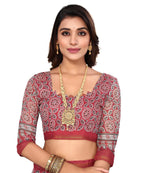 Vamika Linen Jari Border Grey Bollywood Style Saree | Grocsy