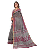 Vamika Linen Jari Border Grey Bollywood Style Saree | Grocsy