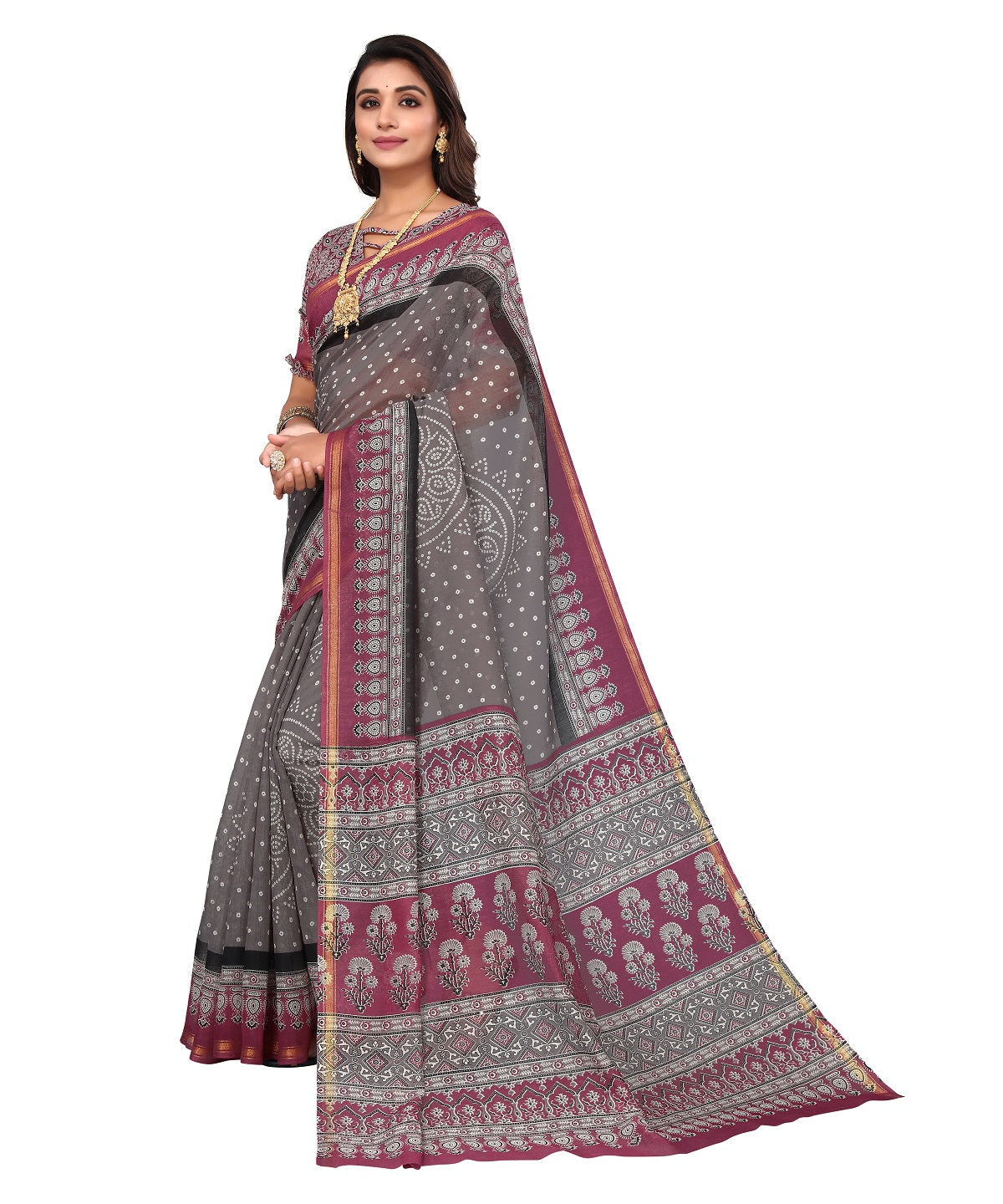 Vamika Linen Jari Border Grey Bollywood Style Saree | Grocsy