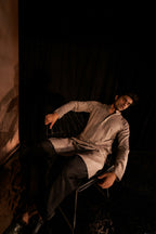 Mouve Viscose Wevon Designer Men's Kurta Set - Mahotsav | Grocsy