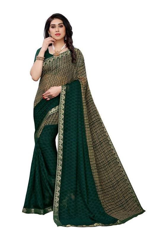 Vamika Green Georgette Lace Work Saree (Prachi Green) | Grocsy