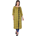 Kanoor Women's Mustard Colour Rayon Straight Kurti | Grocsy