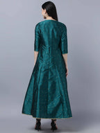 Myshka Green Red Ethnic Motifs Ethnic Anarkali Dress With Dupatta | Grocsy