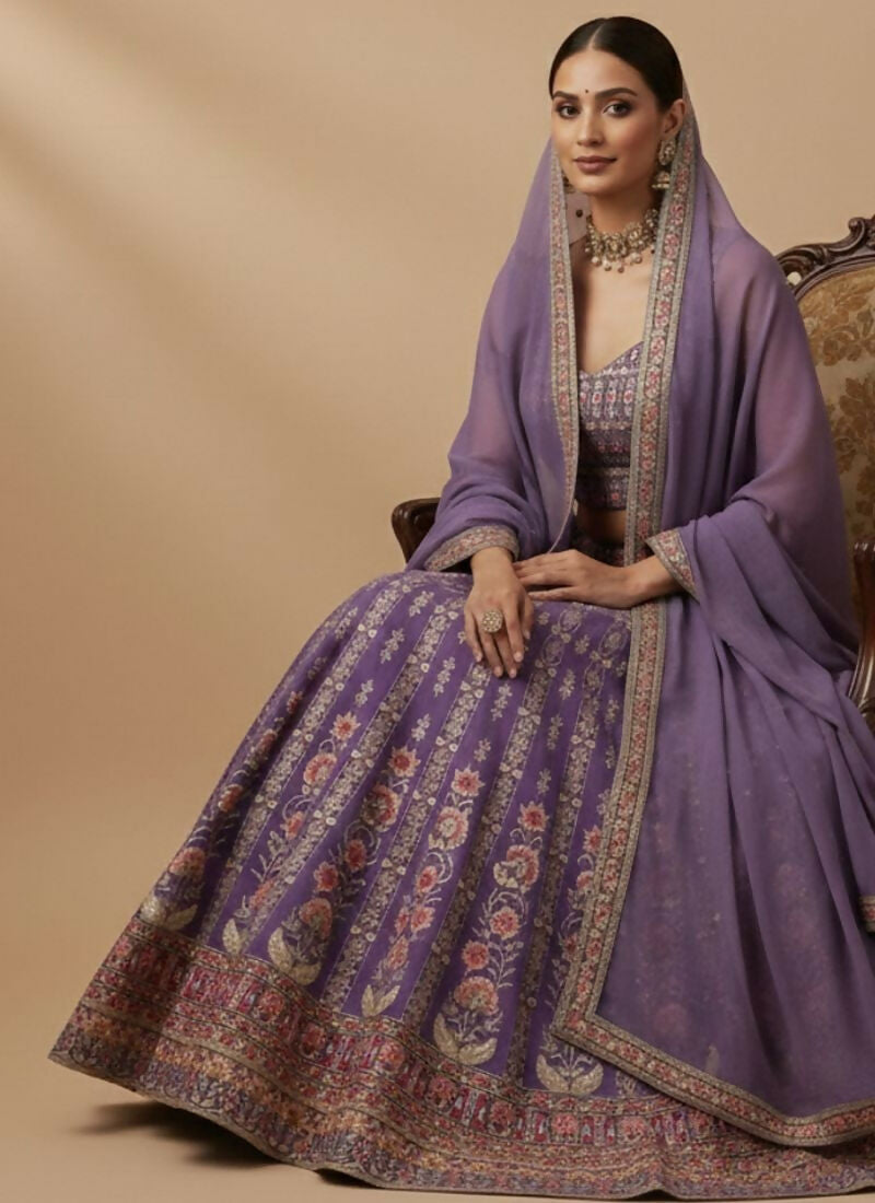 Lehenga Mart Lavender Faux Georgette Designer Bollywood Style Wedding Wear Lehenga Choli | Grocsy