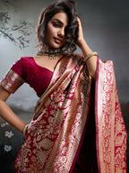 Shree Shyam Fashion Maroon Silk Blend Saree | Grocsy
