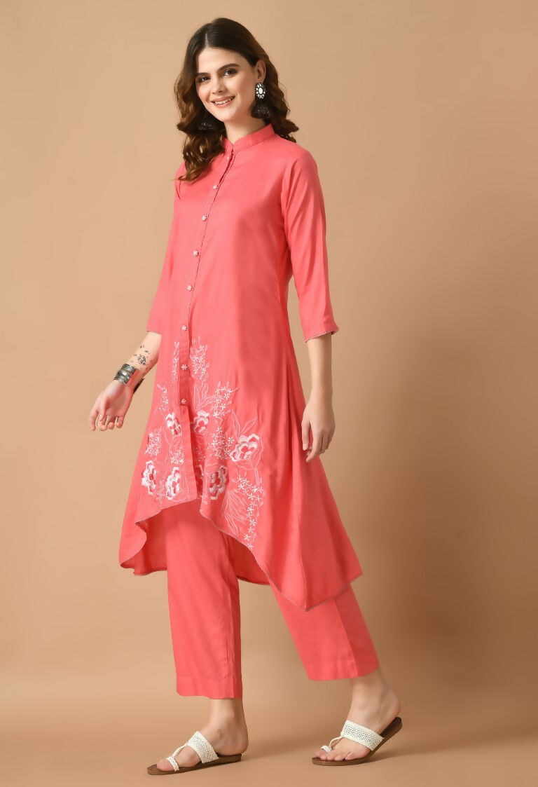 Joban Fashion Coral Cotton Rayon Kurta Set | Grocsy