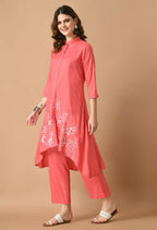 Joban Fashion Coral Cotton Rayon Kurta Set | Grocsy