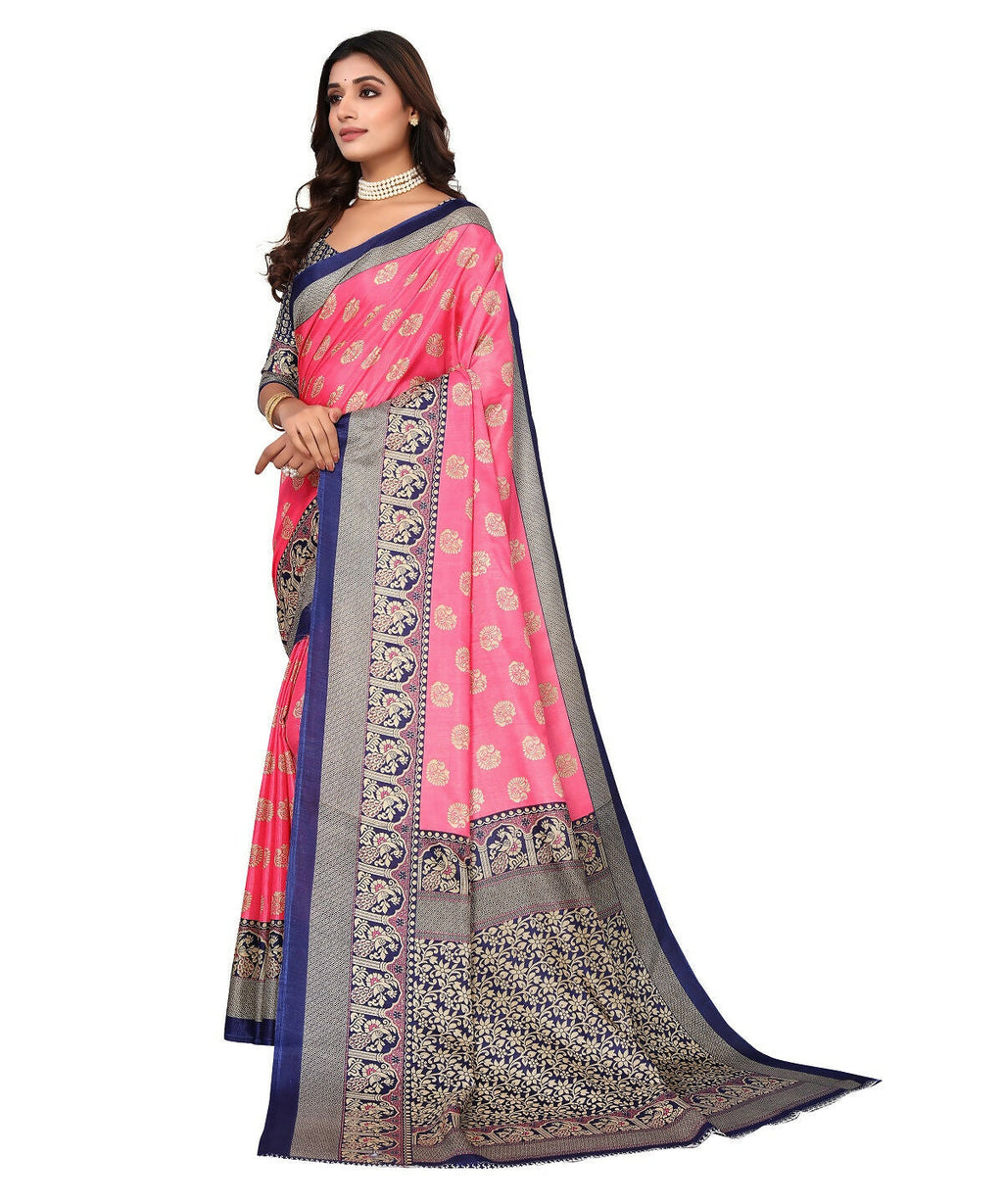 Vamika peach Printed Art Silk Saree | Grocsy