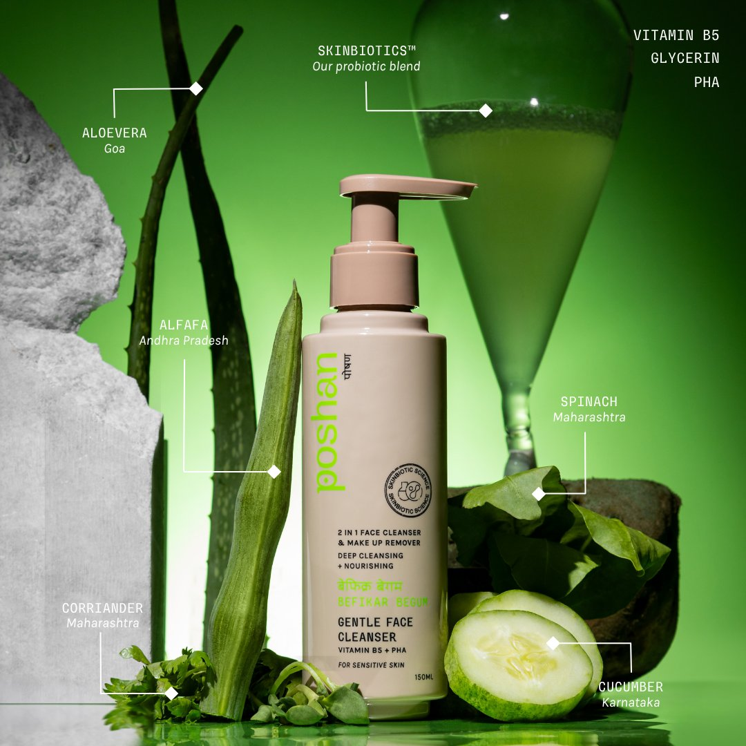 Poshan Skincare Befikar Begum Gentle Face Cleanser | Grocsy