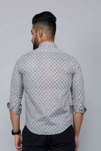 Miravan Men's Blue Pure Cotton Handblock Floral Print Shirt | Grocsy