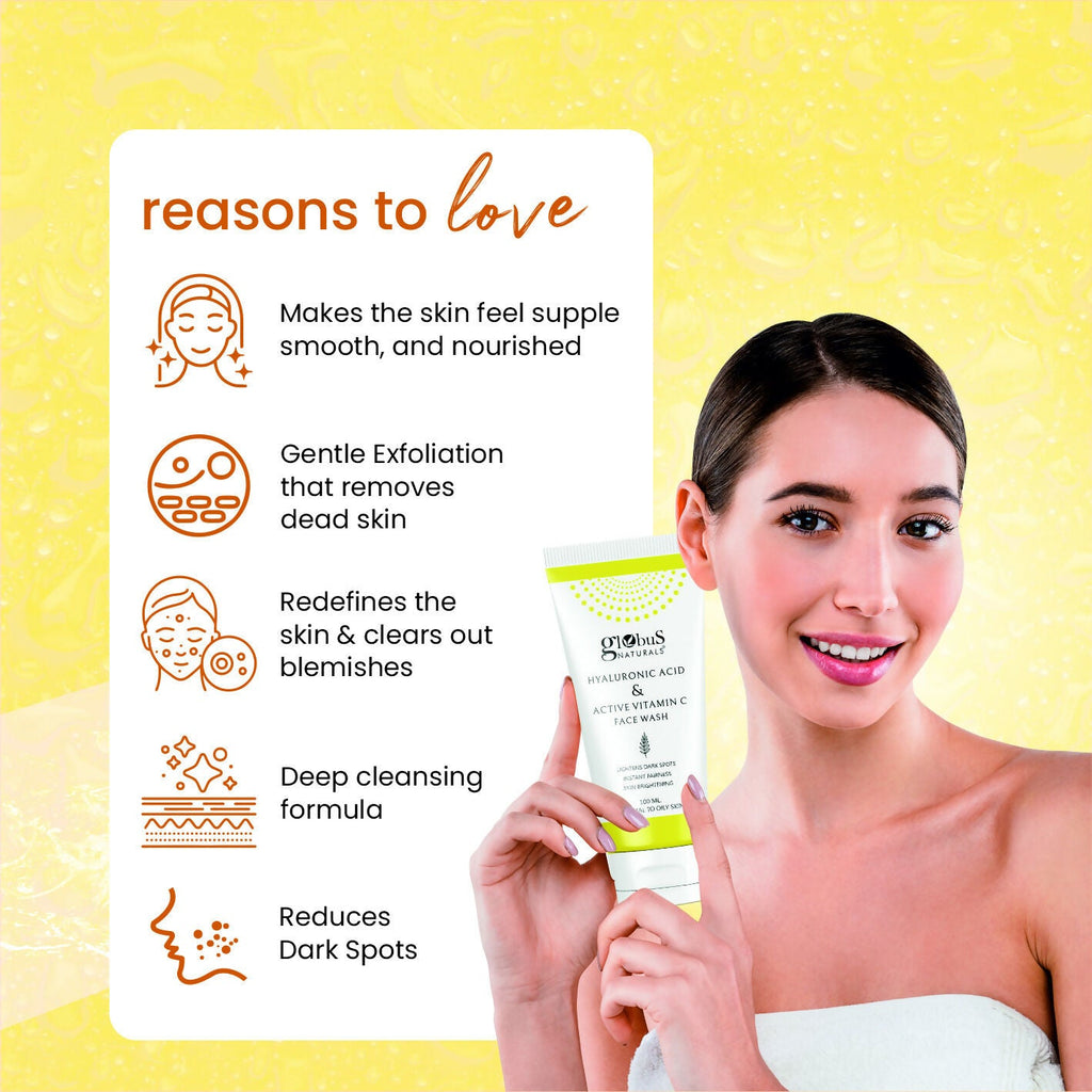 Globus Naturals Hyaluronic Acid & Vitamin C Face Wash | Grocsy
