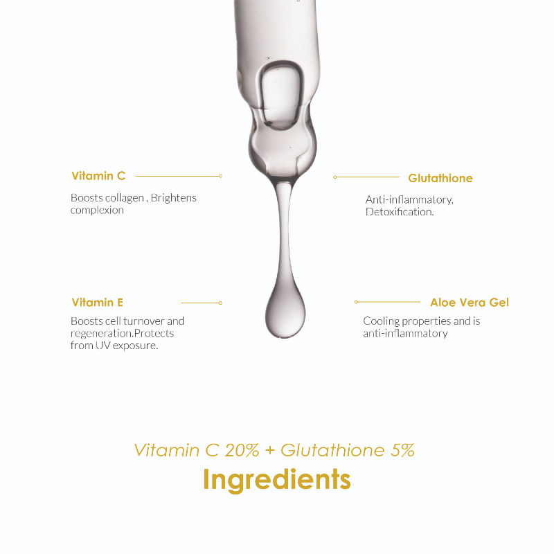 The Body Temple Vitamin C 20% + Glutathione 5% Face Serum | Grocsy