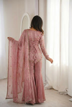 Teeya Creation Peach Fendy Silk Trending Party Wear Salwar Suit | Grocsy