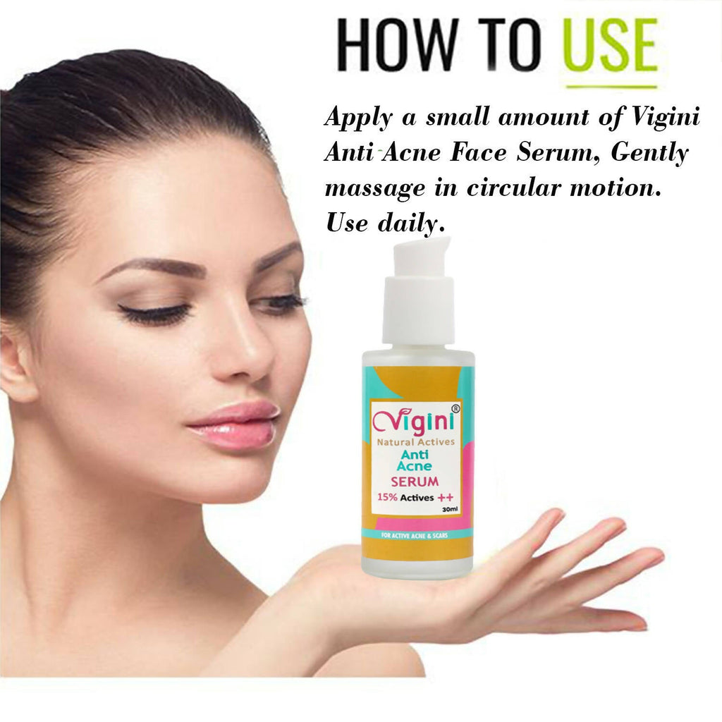 Vigini 15% Anti Acne Day Night Face Serum for Men Women Oily Skin | Grocsy
