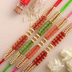 Set of 4 Pretty Pearls Rakhi and Kaju Katli Box | Grocsy