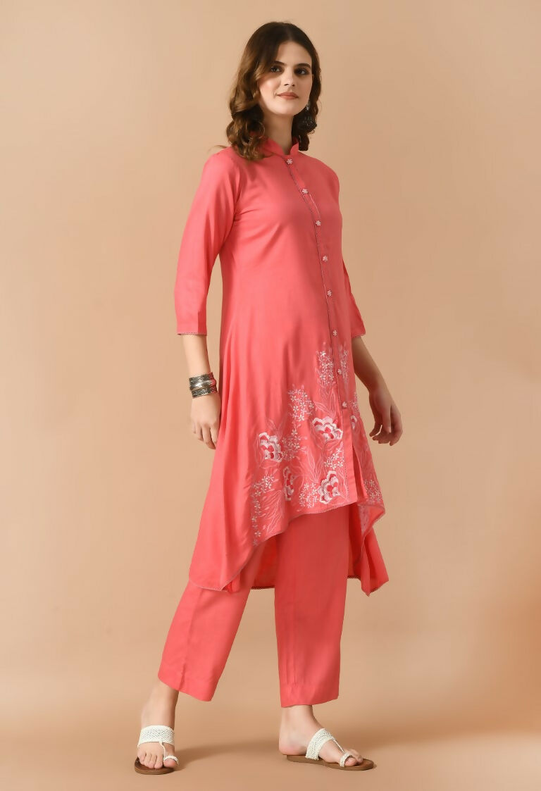 Joban Fashion Coral Cotton Rayon Kurta Set | Grocsy
