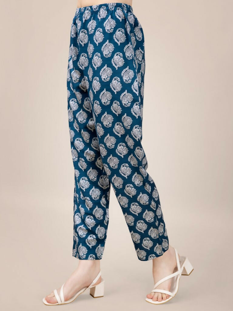 Jyoti Fashion Women's Morpich Rayon Print with Embroidery & Fancy Lace Work Kurta with Trouser & Dupatta | Grocsy