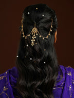 Ruby Raang Gold Flower Kundan Hair Jewelry | Grocsy