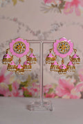 Pink Partywear Ethnic Jhumki Earrings By House of Ree - Swadesiicart