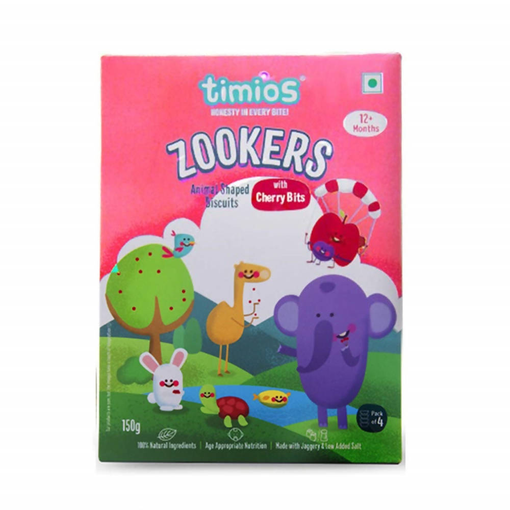 Timios Zookers Cherry Bits Animal Shaped Biscuits For Toddlers | Grocsy