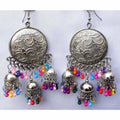MS Fashion India Muskan Fancy Glass Pearl Silver Tone Chandbali Jhumka Round Earrings | Grocsy