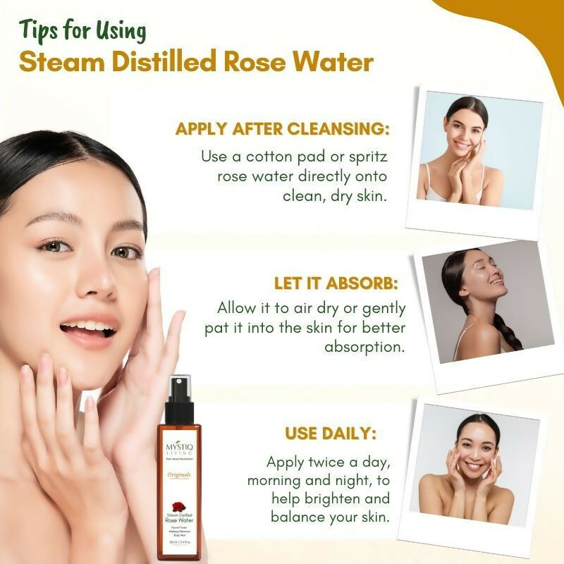 Mystiq Living Rose Water Pure & Natural Spray Face Toner, Gulab Jal For Skin & Hair | Grocsy