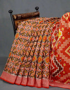 Shades of Mehendi Green Patola Print Semi Chanderi Saree By Gayathri Reddy Designer Studio | Grocsy