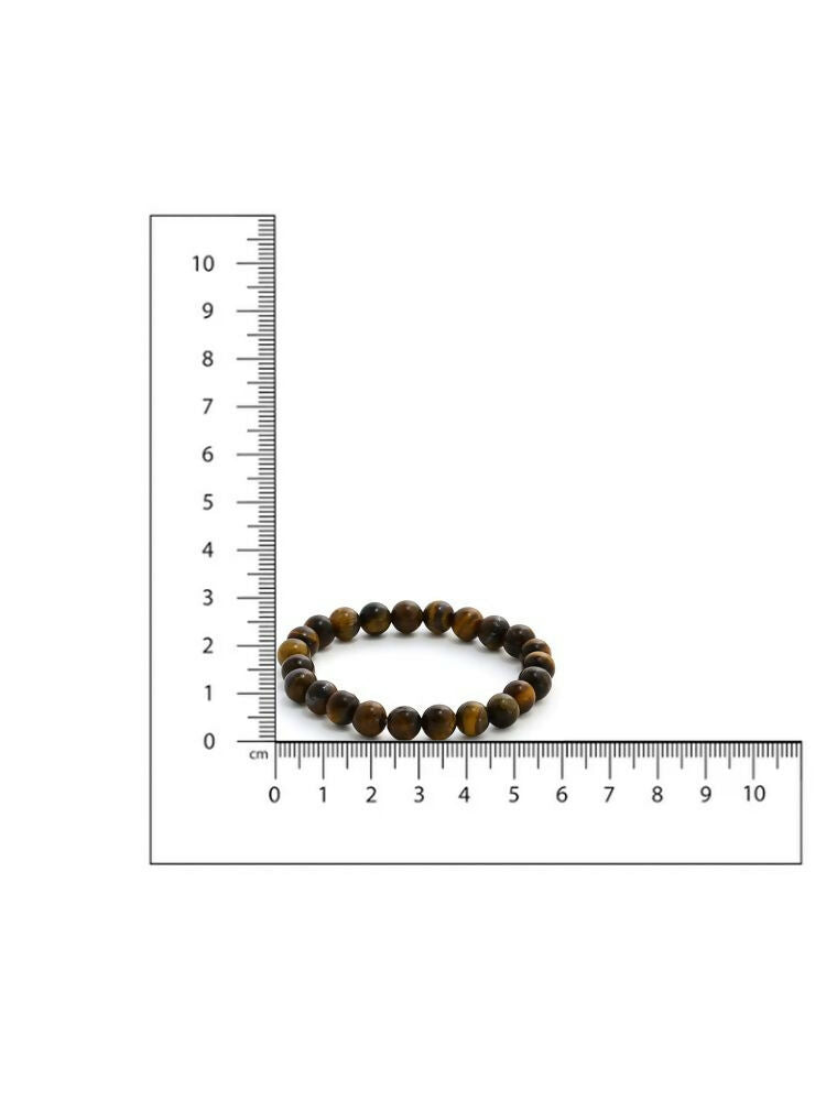 Tiger Eye Brown and Black Round crystal Beads Elastic Bracelet - Ruby Raang | Grocsy